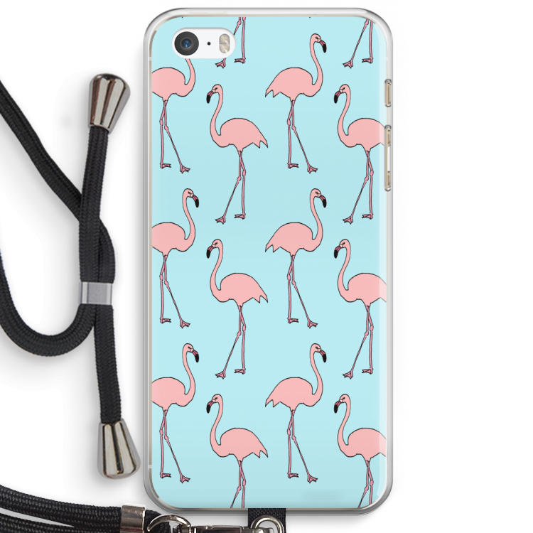 Anything Flamingoes: iPhone 5 / 5S / SE Transparant Hoesje met koord