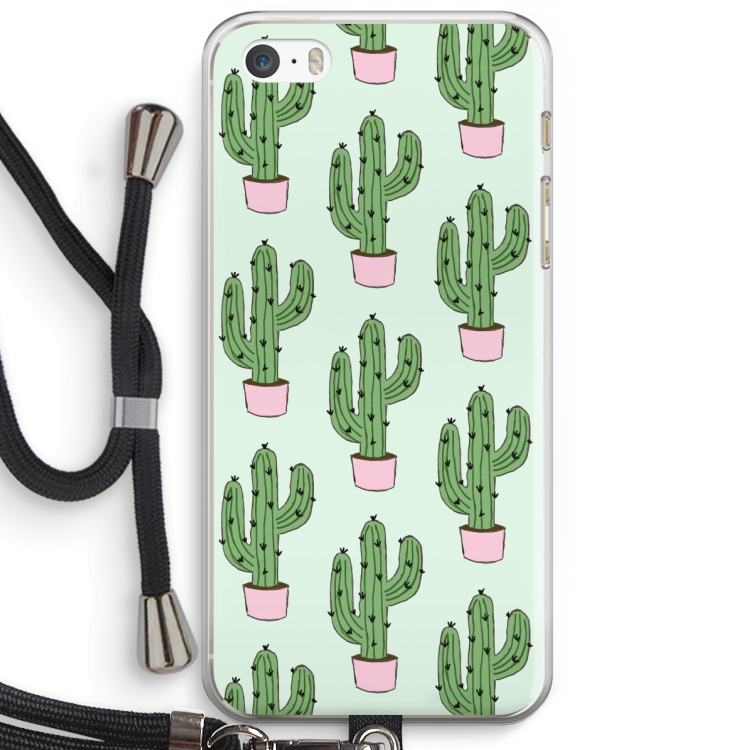 Cactus Lover: iPhone 5 / 5S / SE Transparant Hoesje met koord