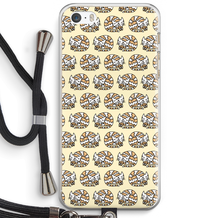 Slapende poes: iPhone 5 / 5S / SE Transparant Hoesje met koord