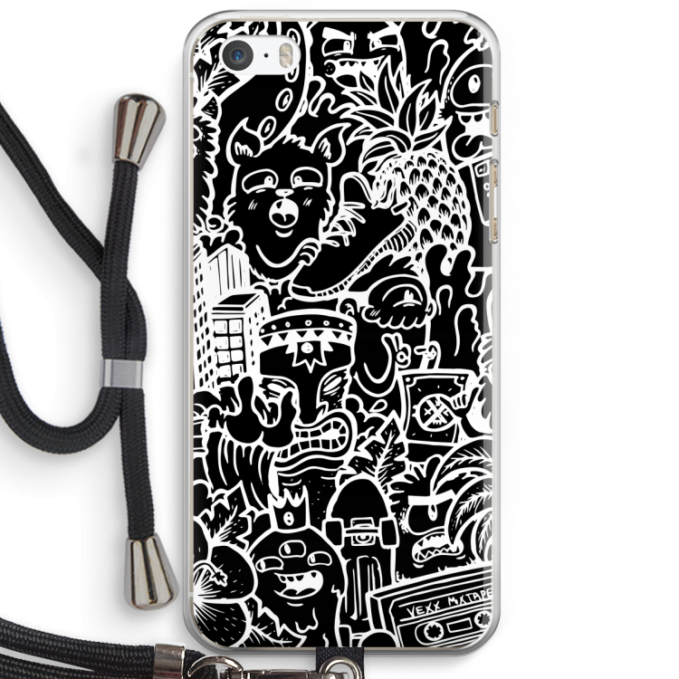 Vexx Black Mixtape: iPhone 5 / 5S / SE Transparant Hoesje met koord