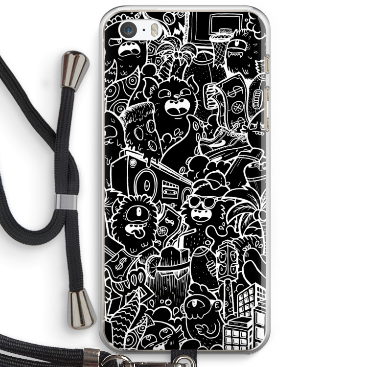 Vexx Black City : iPhone 5 / 5S / SE Transparant Hoesje met koord