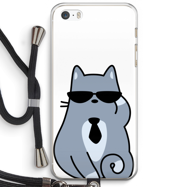Cool cat: iPhone 5 / 5S / SE Transparant Hoesje met koord