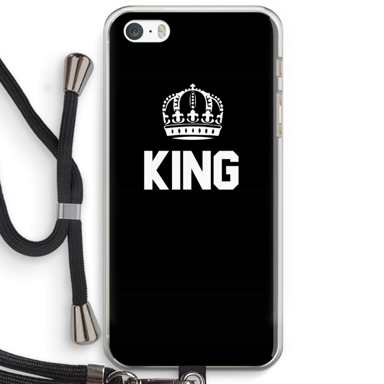King zwart: iPhone 5 / 5S / SE Transparant Hoesje met koord