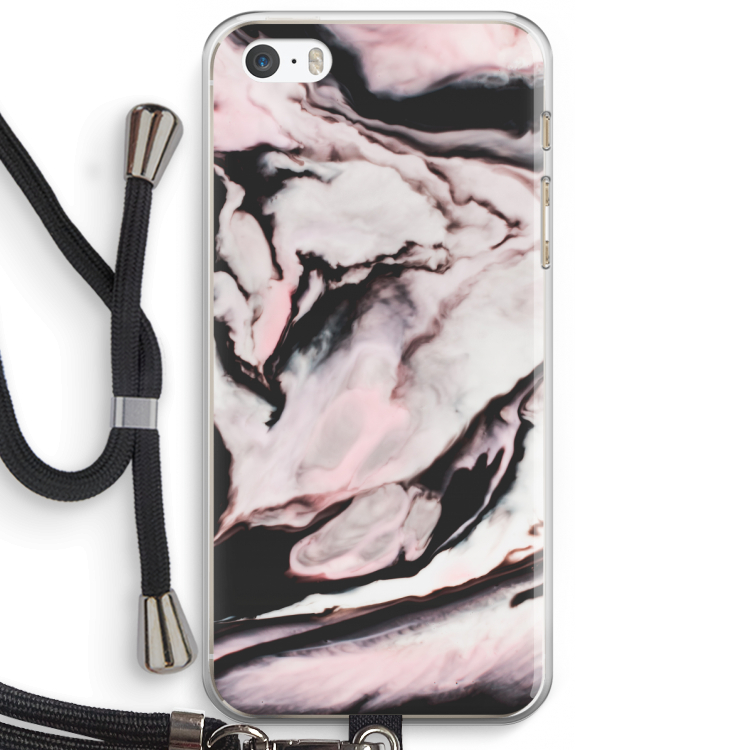 Roze stroom: iPhone 5 / 5S / SE Transparant Hoesje met koord