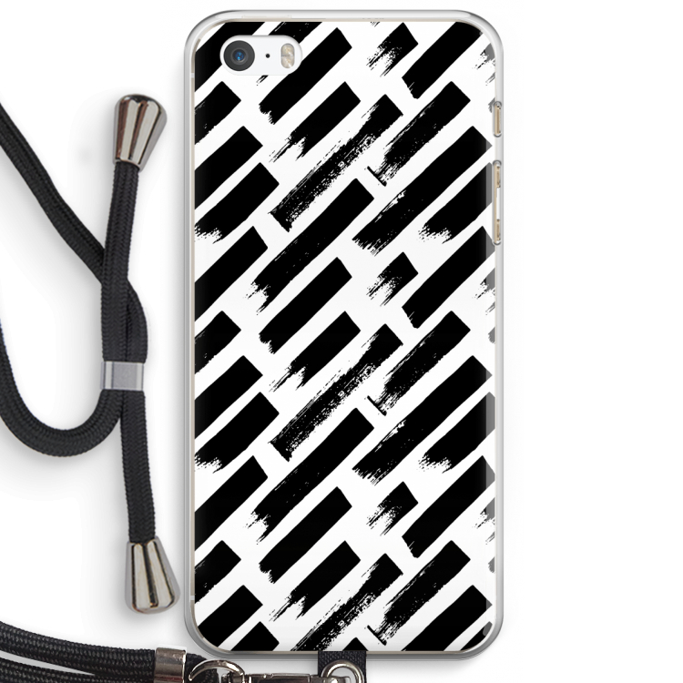 Zwarte vegen: iPhone 5 / 5S / SE Transparant Hoesje met koord