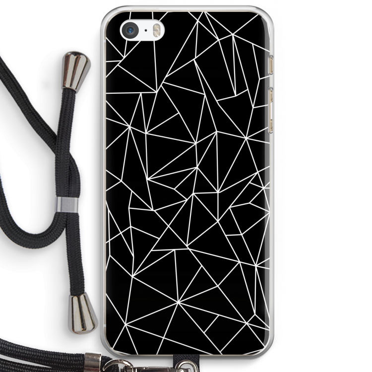 Geometrische lijnen wit: iPhone 5 / 5S / SE Transparant Hoesje met koord