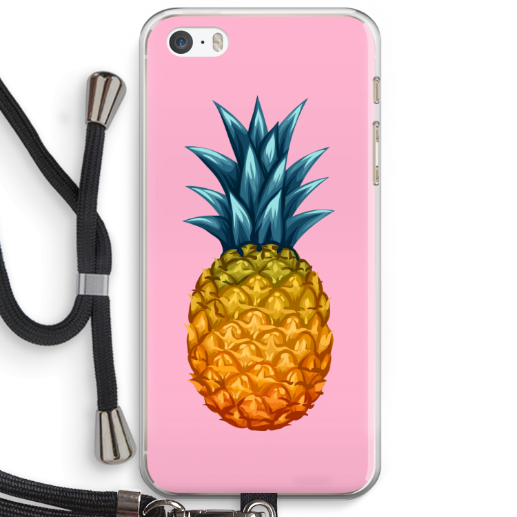 Grote ananas: iPhone 5 / 5S / SE Transparant Hoesje met koord