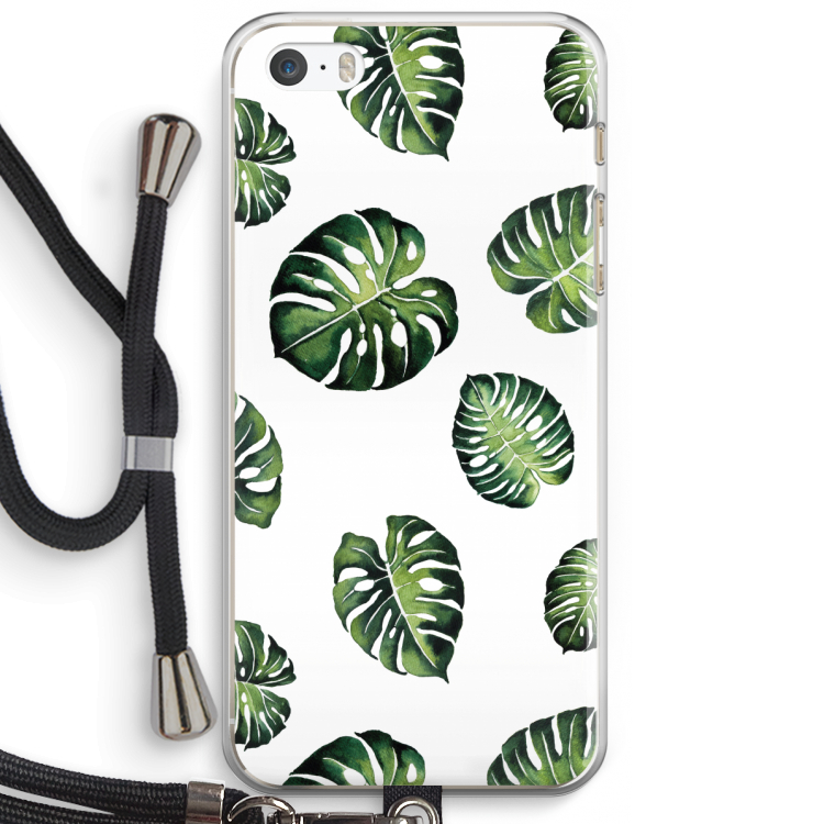 Tropische bladeren: iPhone 5 / 5S / SE Transparant Hoesje met koord