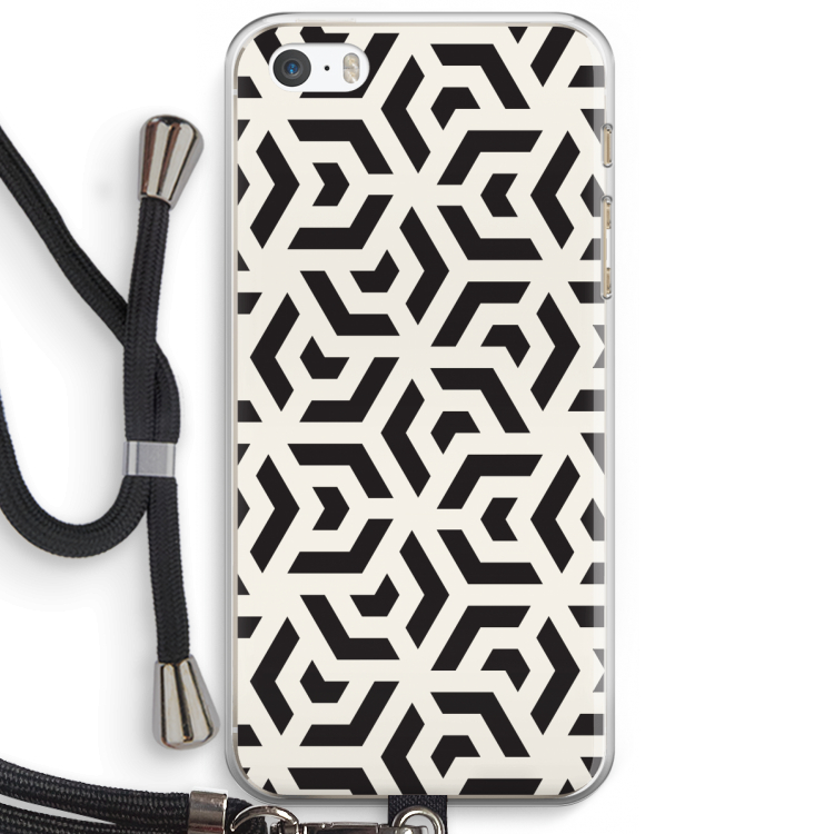 Crazy pattern: iPhone 5 / 5S / SE Transparant Hoesje met koord