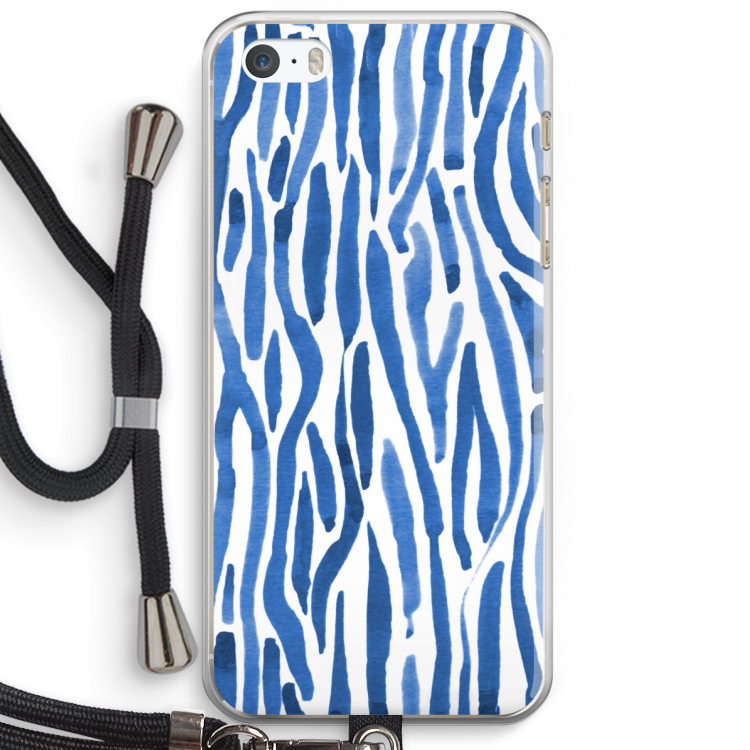 Blauwe nerven: iPhone 5 / 5S / SE Transparant Hoesje met koord