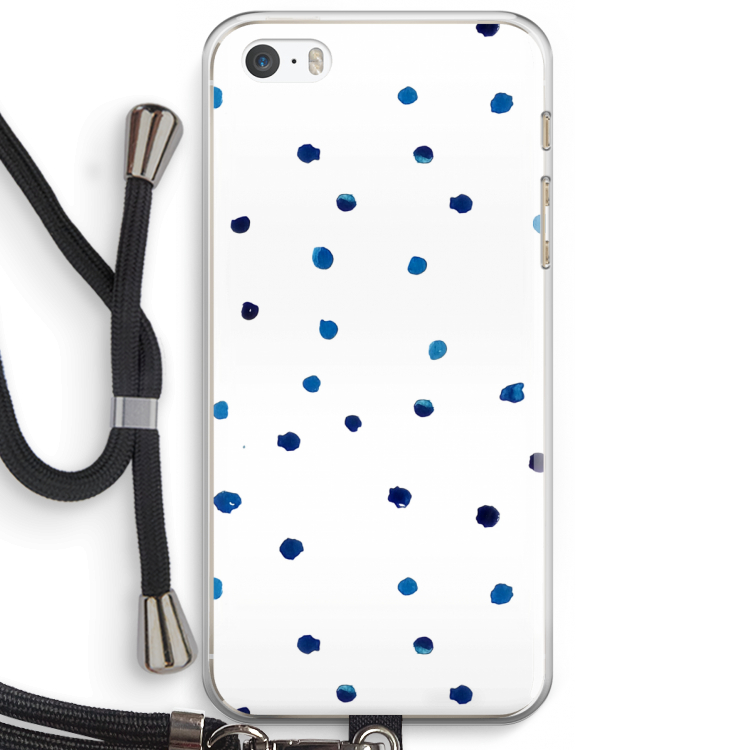Blauwe stippen: iPhone 5 / 5S / SE Transparant Hoesje met koord