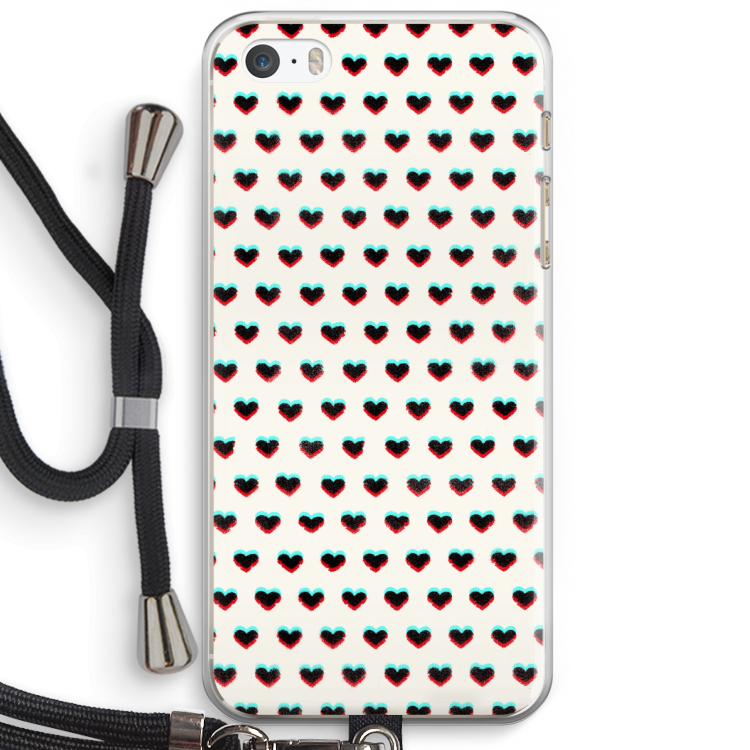 Hartjes: iPhone 5 / 5S / SE Transparant Hoesje met koord