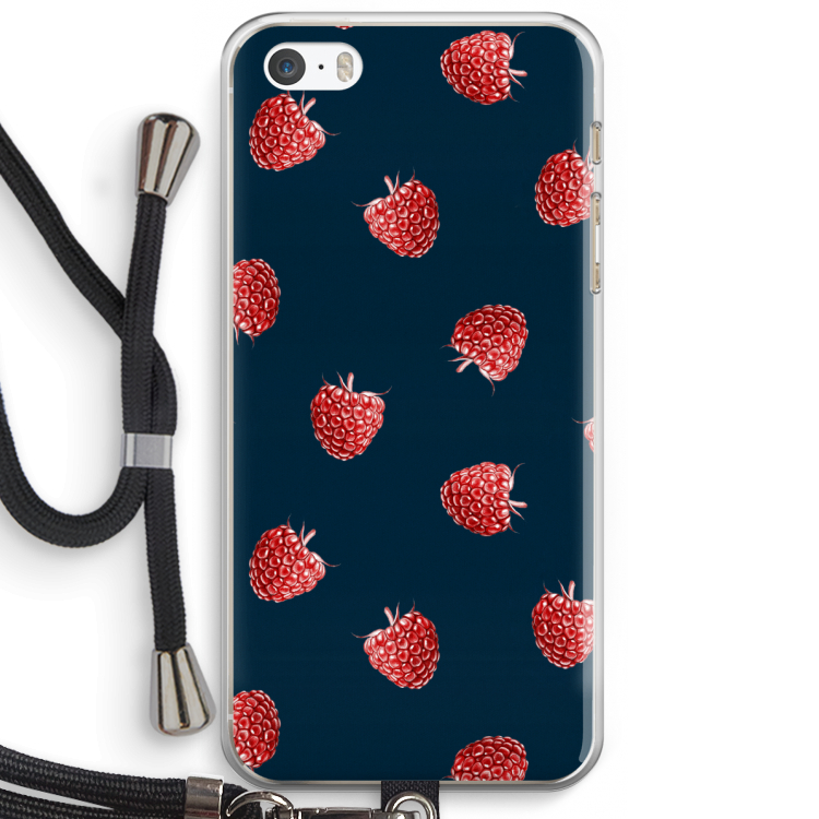 Framboosjes: iPhone 5 / 5S / SE Transparant Hoesje met koord