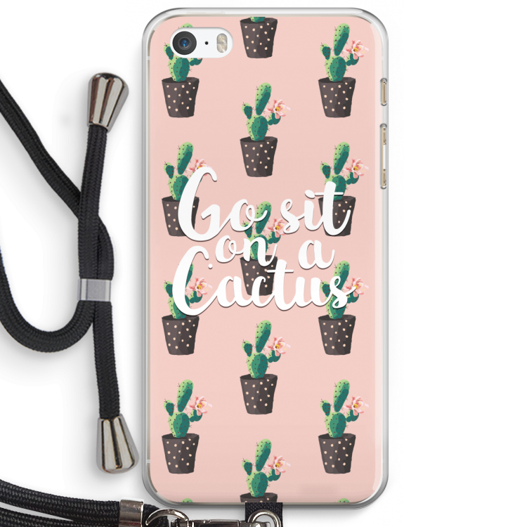 Cactus quote: iPhone 5 / 5S / SE Transparant Hoesje met koord
