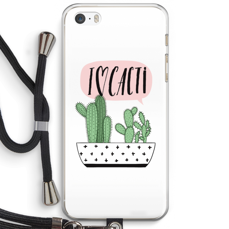I love cacti: iPhone 5 / 5S / SE Transparant Hoesje met koord