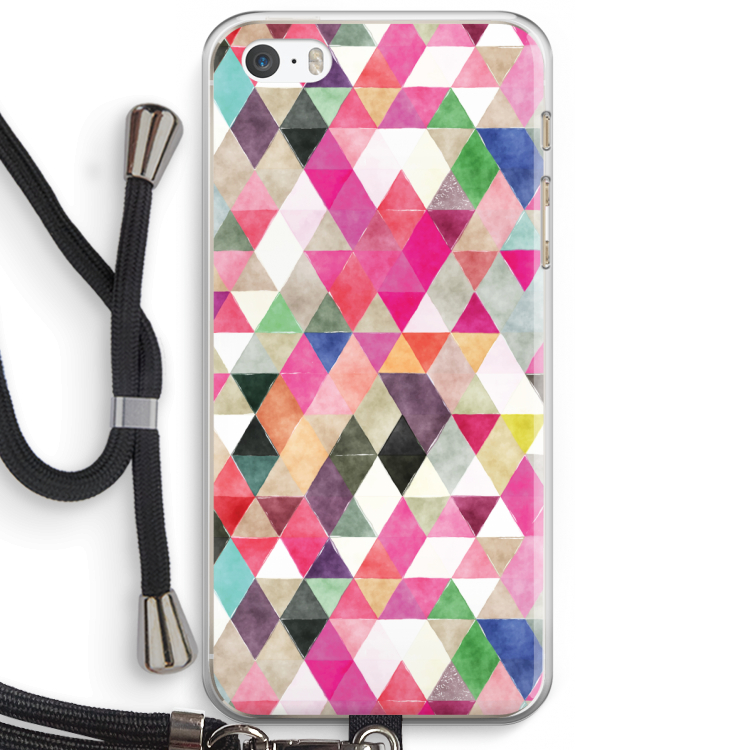 Gekleurde driehoekjes: iPhone 5 / 5S / SE Transparant Hoesje met koord