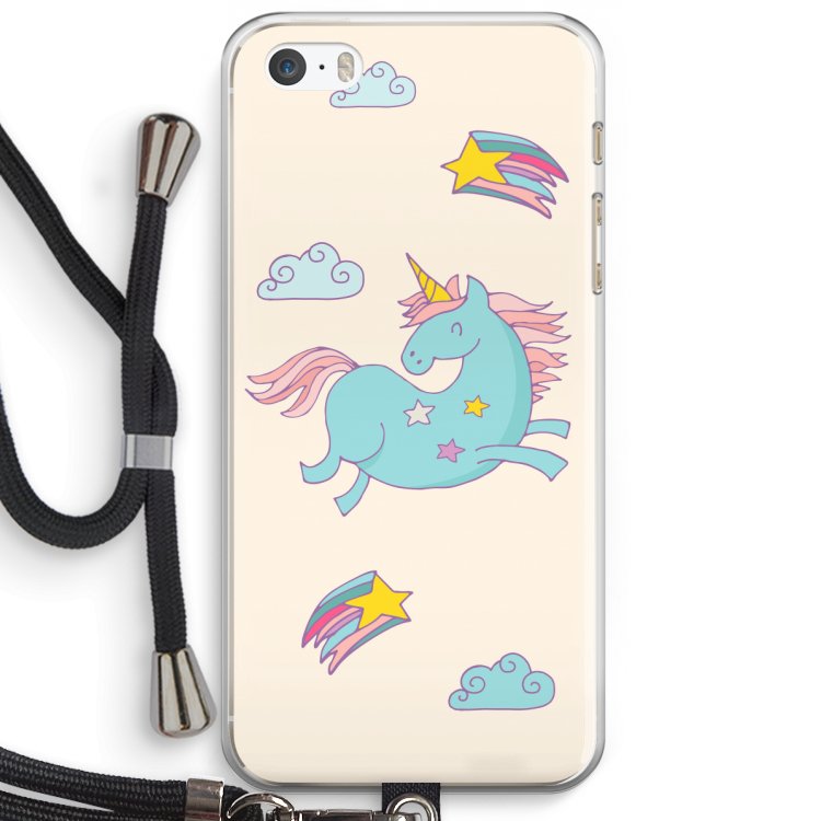 Vliegende eenhoorn: iPhone 5 / 5S / SE Transparant Hoesje met koord