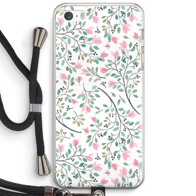 Sierlijke bloemen: iPhone 5 / 5S / SE Transparant Hoesje met koord
