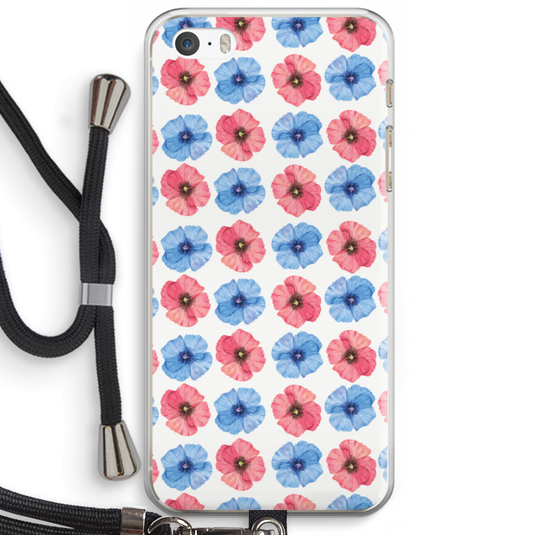 Klaproosjes: iPhone 5 / 5S / SE Transparant Hoesje met koord