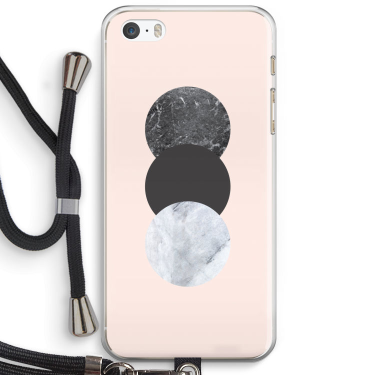 Marmeren cirkels: iPhone 5 / 5S / SE Transparant Hoesje met koord