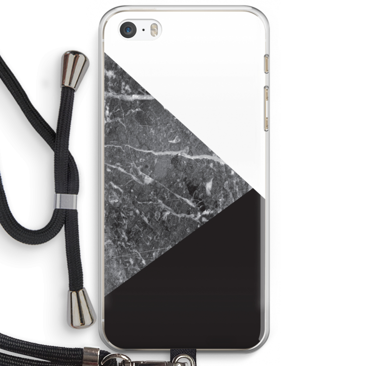 Combinatie marmer: iPhone 5 / 5S / SE Transparant Hoesje met koord