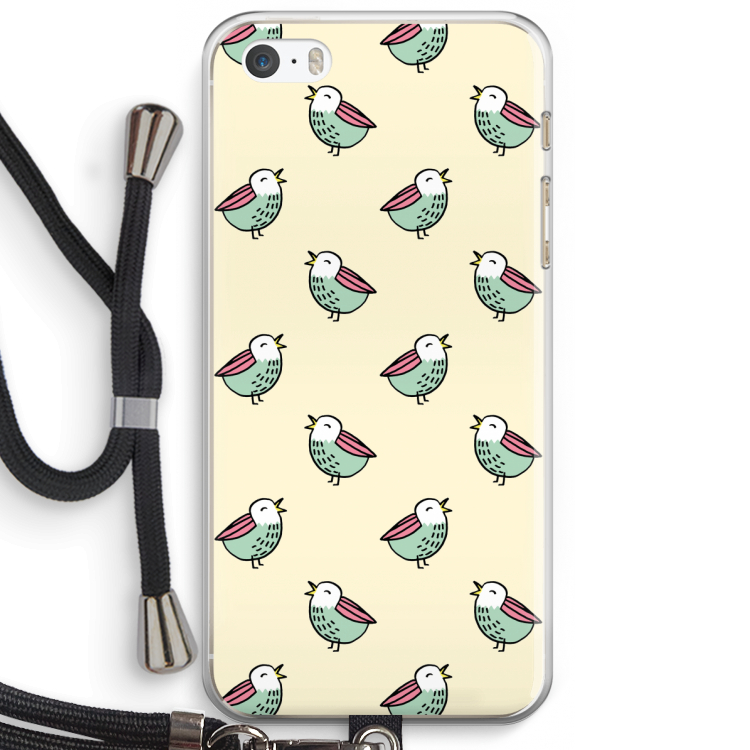 Vogeltjes: iPhone 5 / 5S / SE Transparant Hoesje met koord