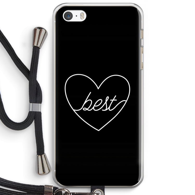 Best heart black: iPhone 5 / 5S / SE Transparant Hoesje met koord