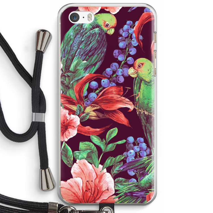 Papegaaien: iPhone 5 / 5S / SE Transparant Hoesje met koord