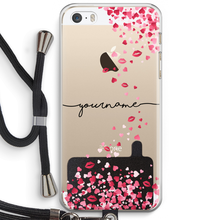 Hartjes en kusjes: iPhone 5 / 5S / SE Transparant Hoesje met koord