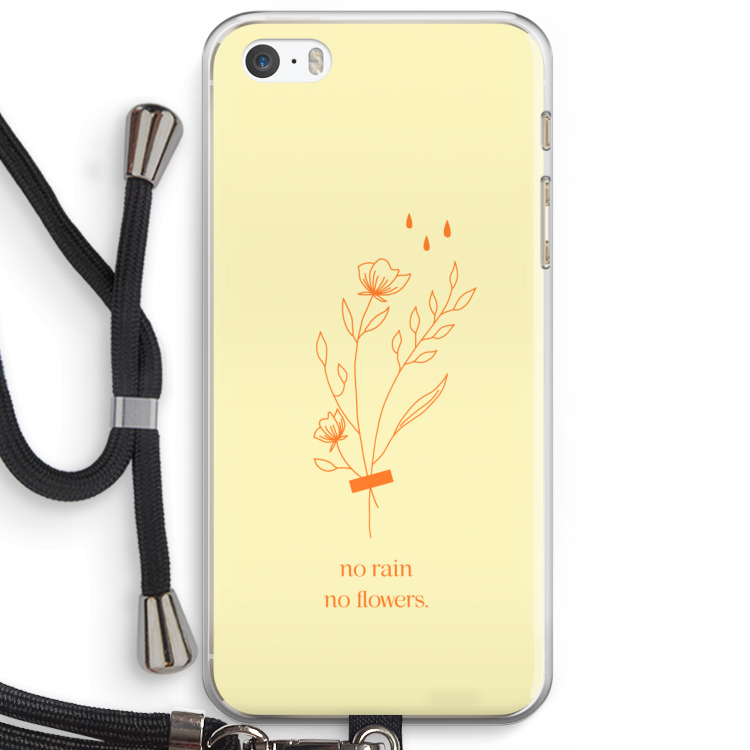 No rain no flowers: iPhone 5 / 5S / SE Transparant Hoesje met koord