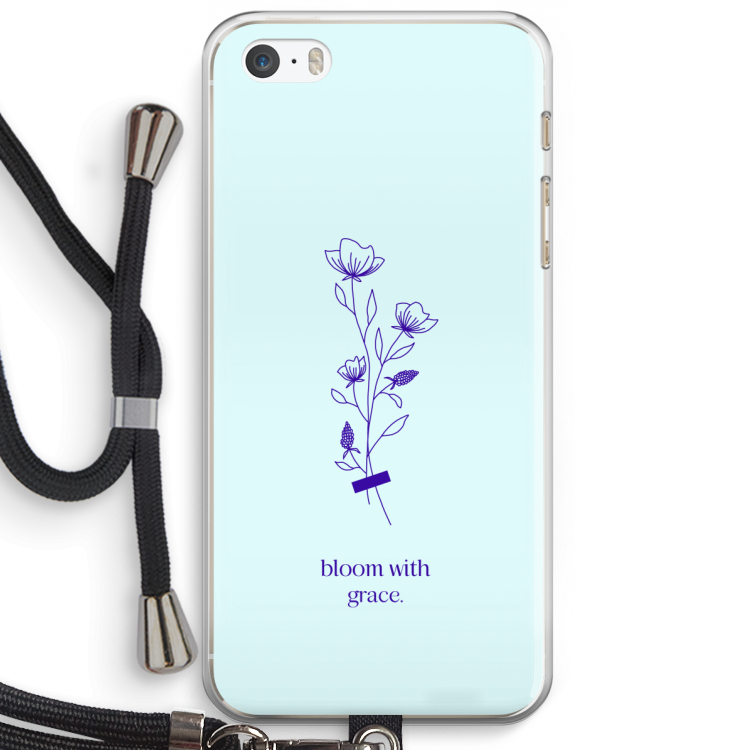 Bloom with grace: iPhone 5 / 5S / SE Transparant Hoesje met koord