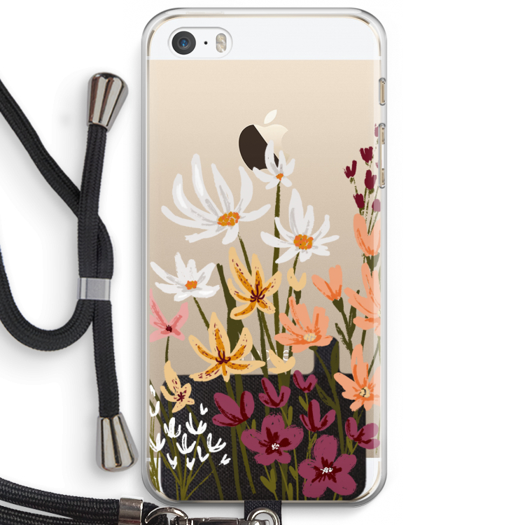 Painted wildflowers: iPhone 5 / 5S / SE Transparant Hoesje met koord