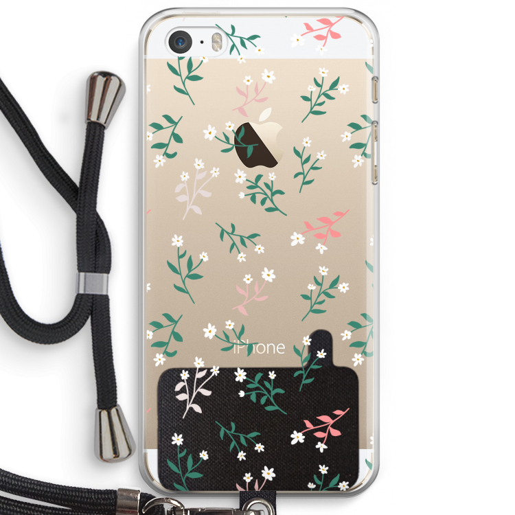 Small white flowers: iPhone 5 / 5S / SE Transparant Hoesje met koord
