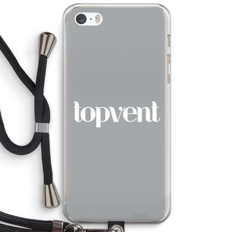 Topvent Grijs Wit: iPhone 5 / 5S / SE Transparant Hoesje met koord