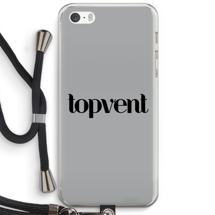 Topvent Grijs Zwart: iPhone 5 / 5S / SE Transparant Hoesje met koord