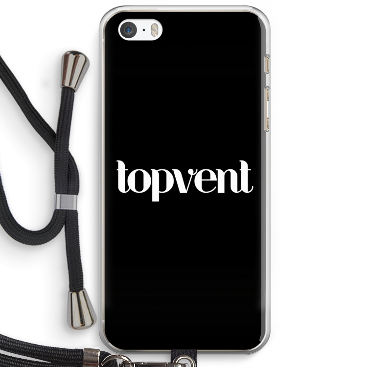 Topvent Zwart: iPhone 5 / 5S / SE Transparant Hoesje met koord