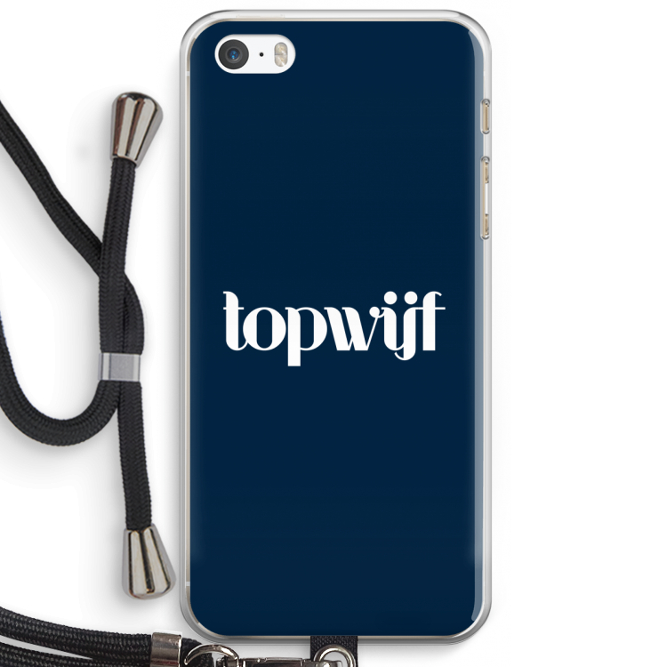 Topwijf Navy: iPhone 5 / 5S / SE Transparant Hoesje met koord