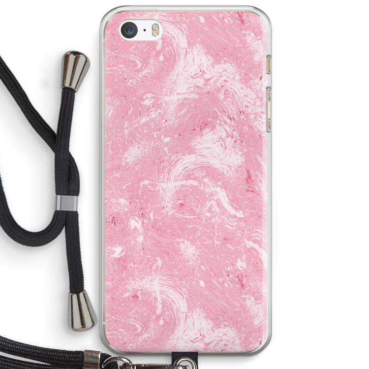 Abstract Painting Pink: iPhone 5 / 5S / SE Transparant Hoesje met koord