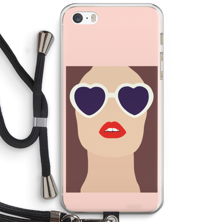 Red lips: iPhone 5 / 5S / SE Transparant Hoesje met koord