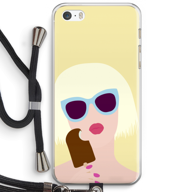 Ice cream: iPhone 5 / 5S / SE Transparant Hoesje met koord