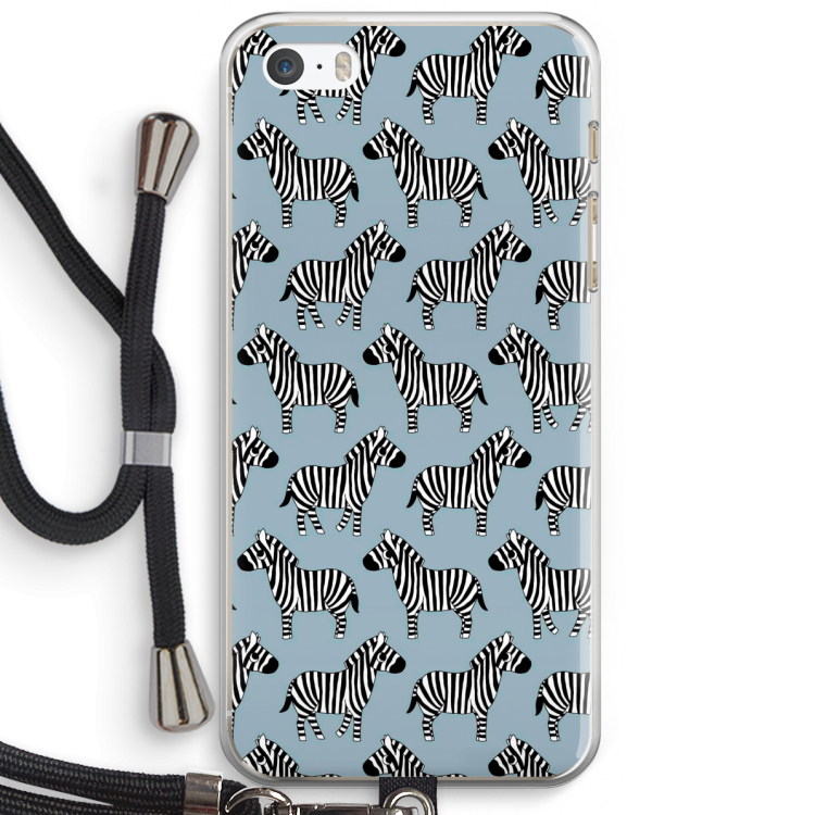 Zebra: iPhone 5 / 5S / SE Transparant Hoesje met koord