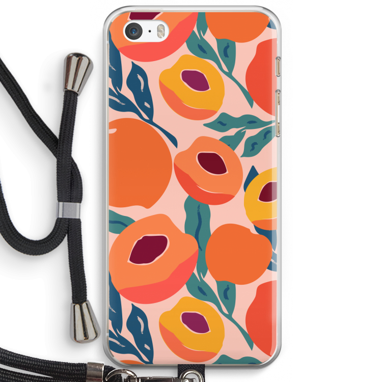 Perzik: iPhone 5 / 5S / SE Transparant Hoesje met koord