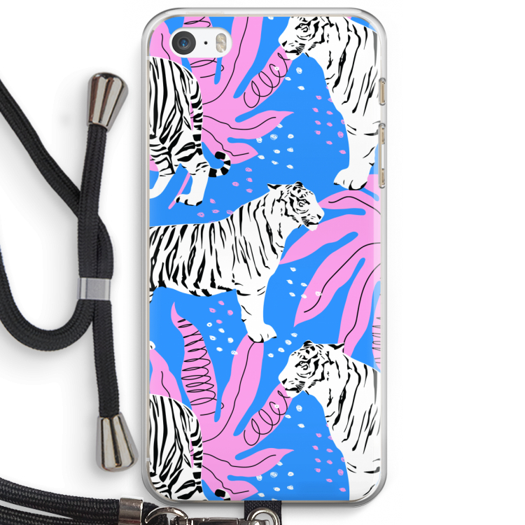 Tijger: iPhone 5 / 5S / SE Transparant Hoesje met koord