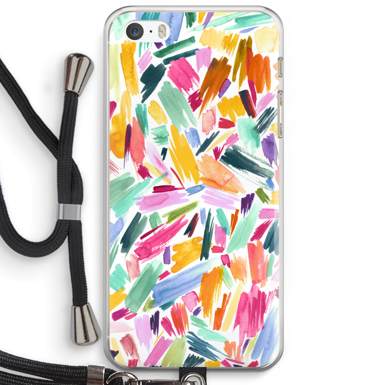 Watercolor Brushstrokes: iPhone 5 / 5S / SE Transparant Hoesje met koord