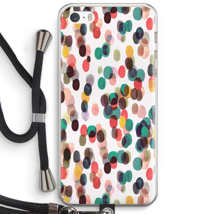 Tropical Dots: iPhone 5 / 5S / SE Transparant Hoesje met koord