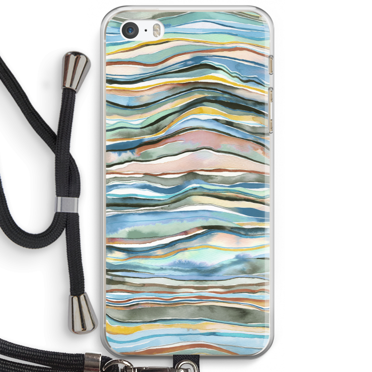 Watercolor Agate: iPhone 5 / 5S / SE Transparant Hoesje met koord