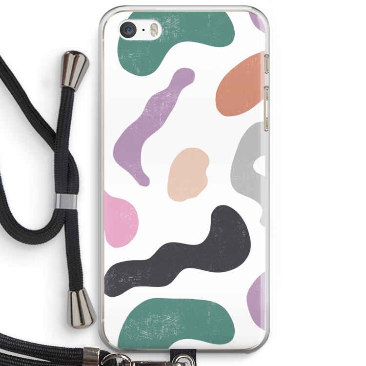 Memphis Shapes: iPhone 5 / 5S / SE Transparant Hoesje met koord