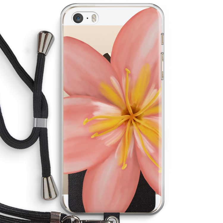 Pink Ellila Flower: iPhone 5 / 5S / SE Transparant Hoesje met koord