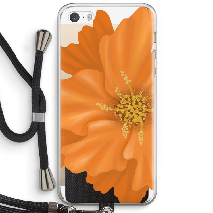 Orange Ellila flower: iPhone 5 / 5S / SE Transparant Hoesje met koord