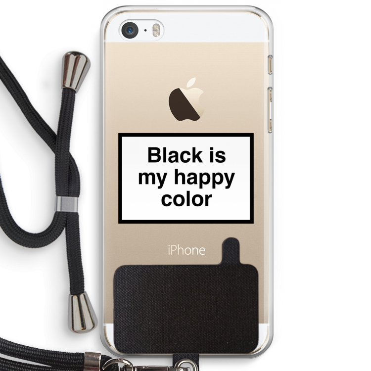 Black is my happy color: iPhone 5 / 5S / SE Transparant Hoesje met koord